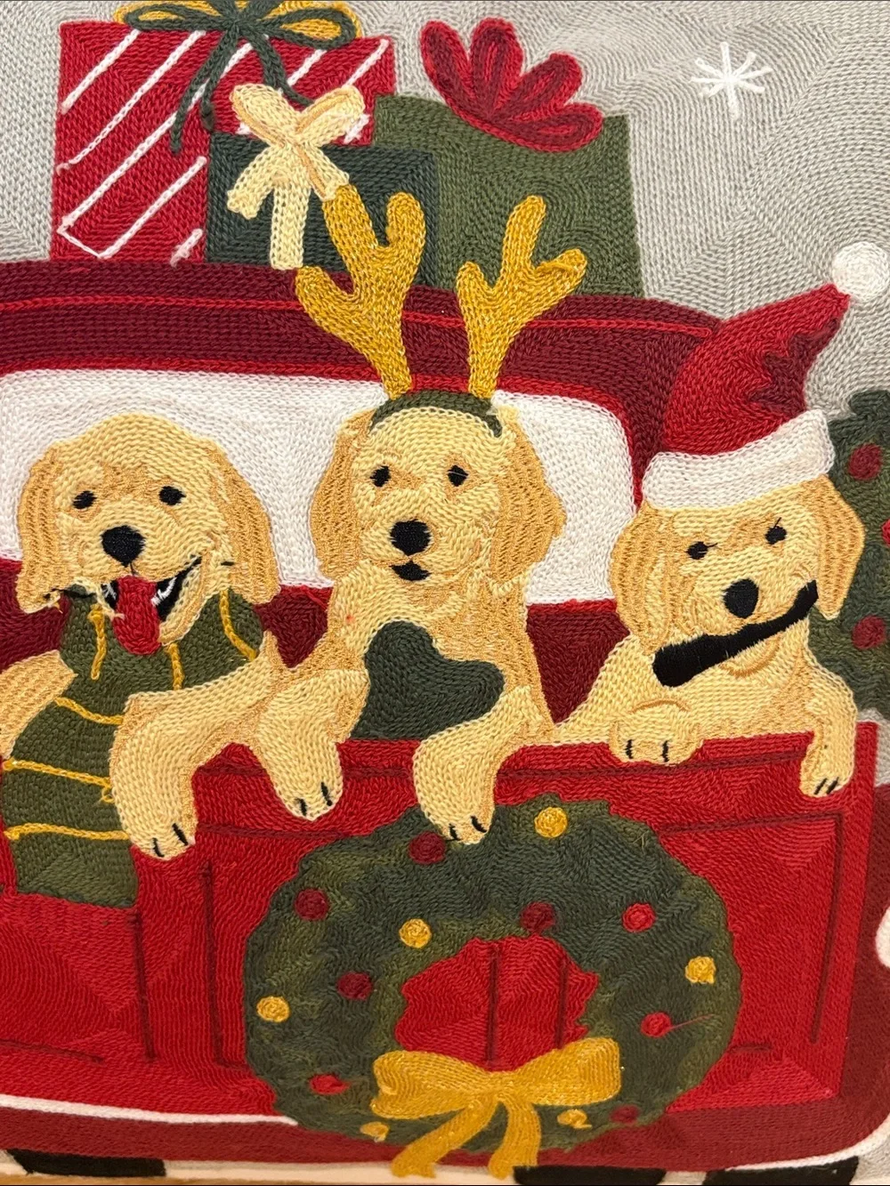 Rachel Ashwell Holiday Golden Retrievers on a Truck Decorative Pillow - 20”x20”